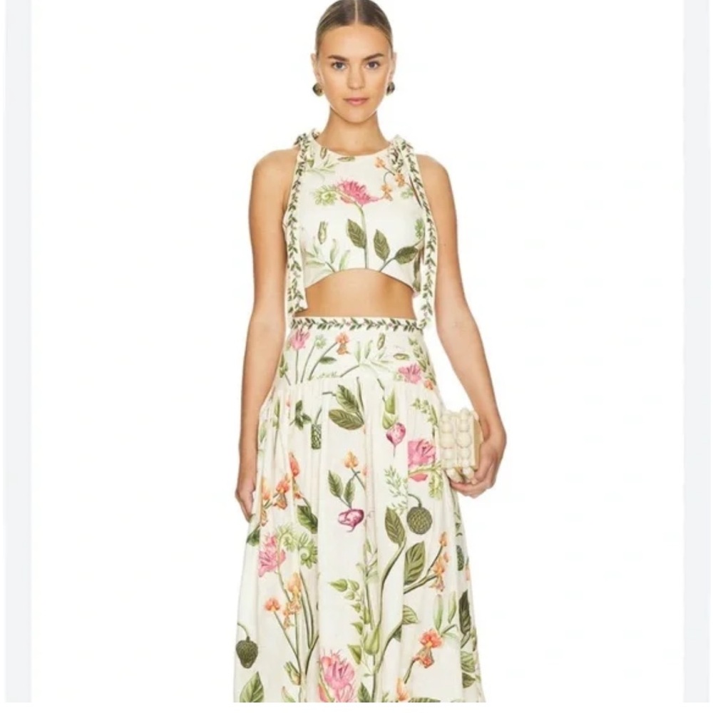 Camila Coelho White Floral Maxi Skirt